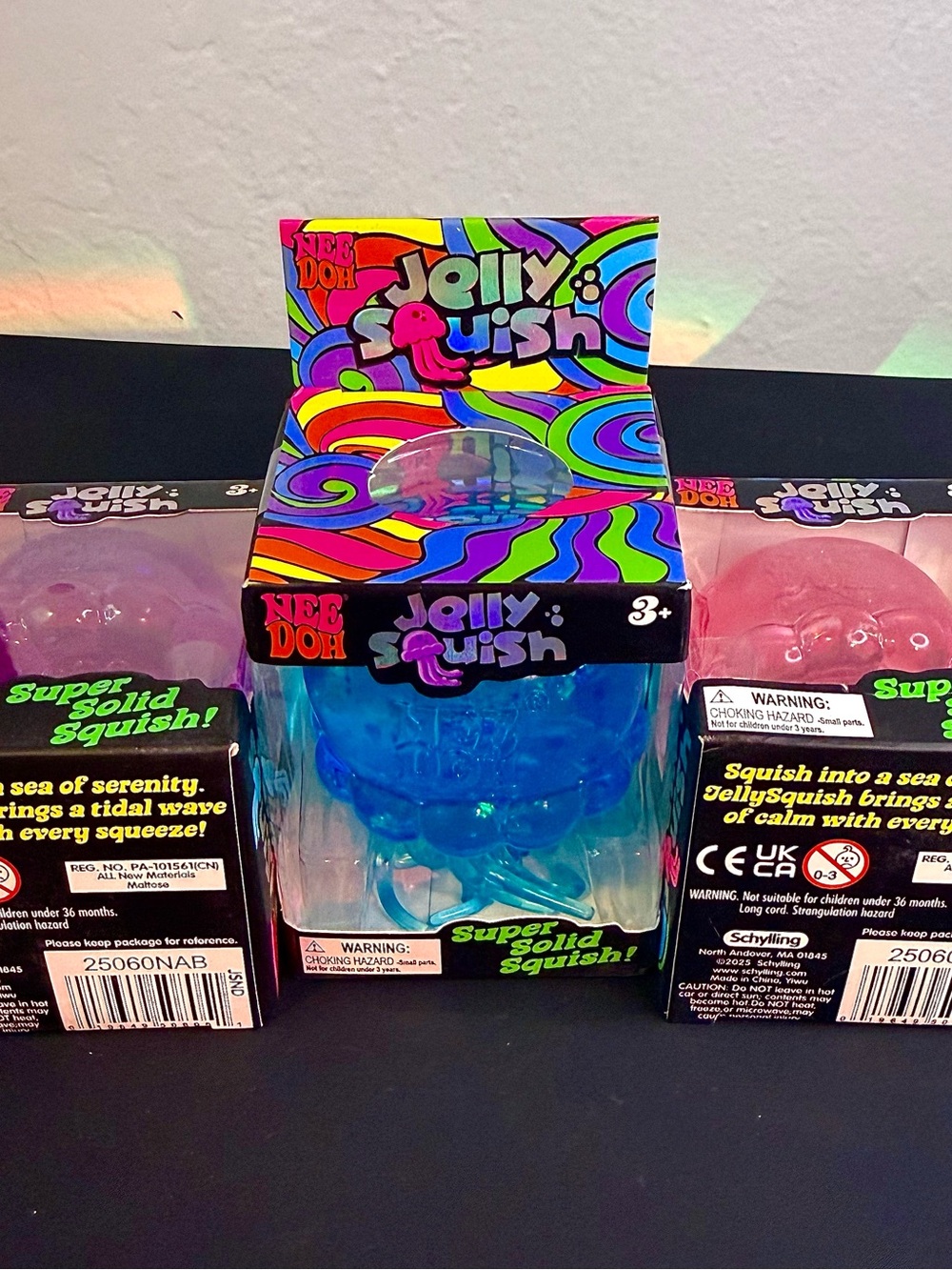 Needoh 3 PK Jellysquish BUNDLE - Glitter PURPLE + BLUE + PINK - Picture 3 of 15